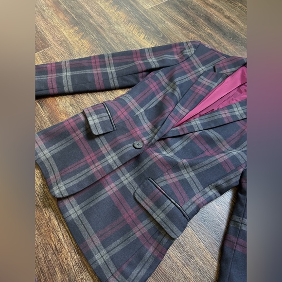 Express business pants suit jacket Columnist plaid 0 - Picture 5 of 10